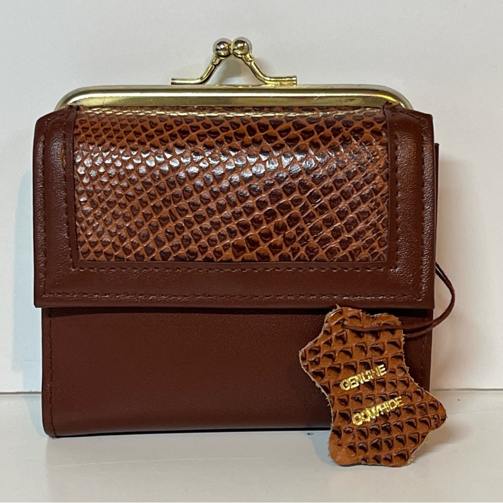Vintage 1982 Avon Genuine Cowhide Brown Wallet And Coin Purse Made In Hong Kong